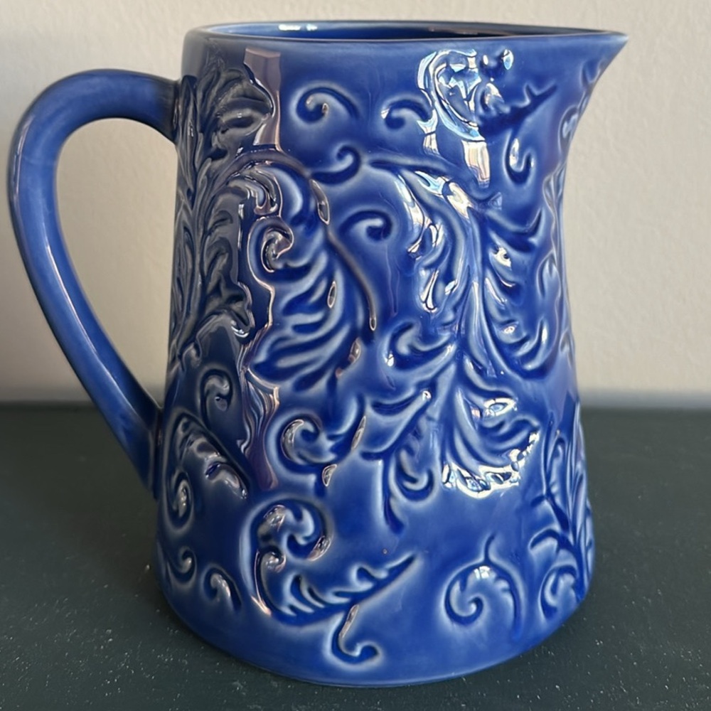 Blue Ceramic Pitcher- 6 inches